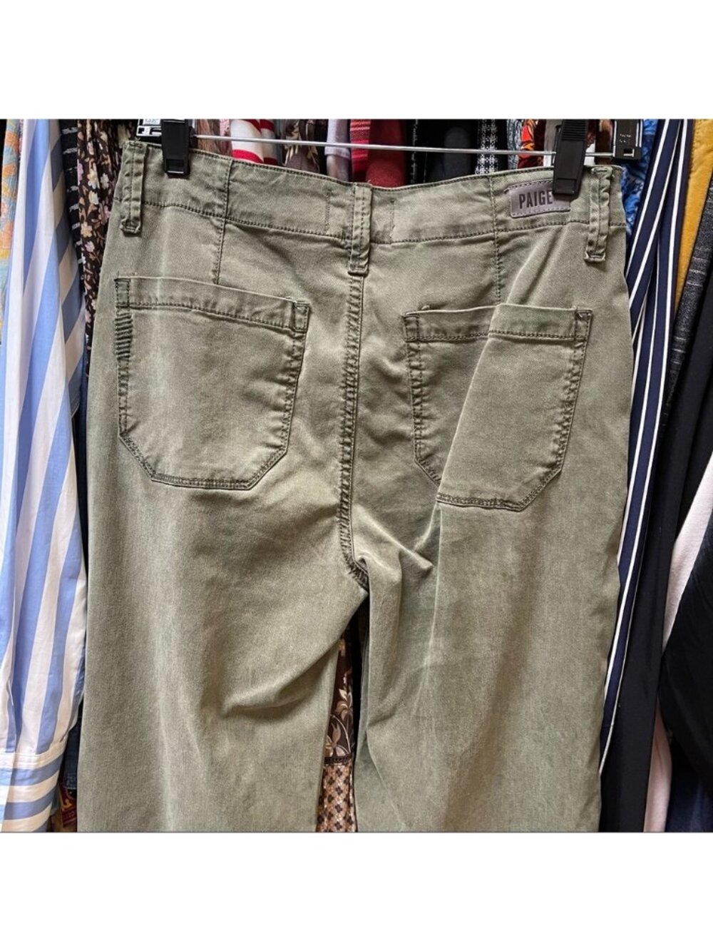 Paige VGUC Carly Wide Leg Pant Size 26 In Vintage Green With Drawstring Waist - Picture 15 of 16